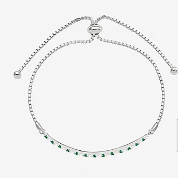 Emerald Gemstone Sterling Silver Bolo Bracelet - Picture 12 of 12